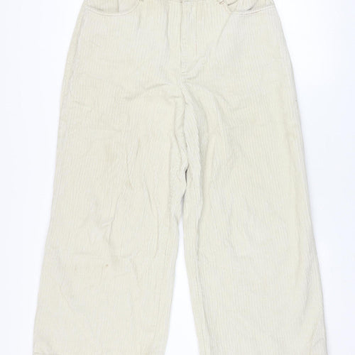 ASOS DESIGN Womens Beige Corduroy Wide-Leg Trousers Size 10