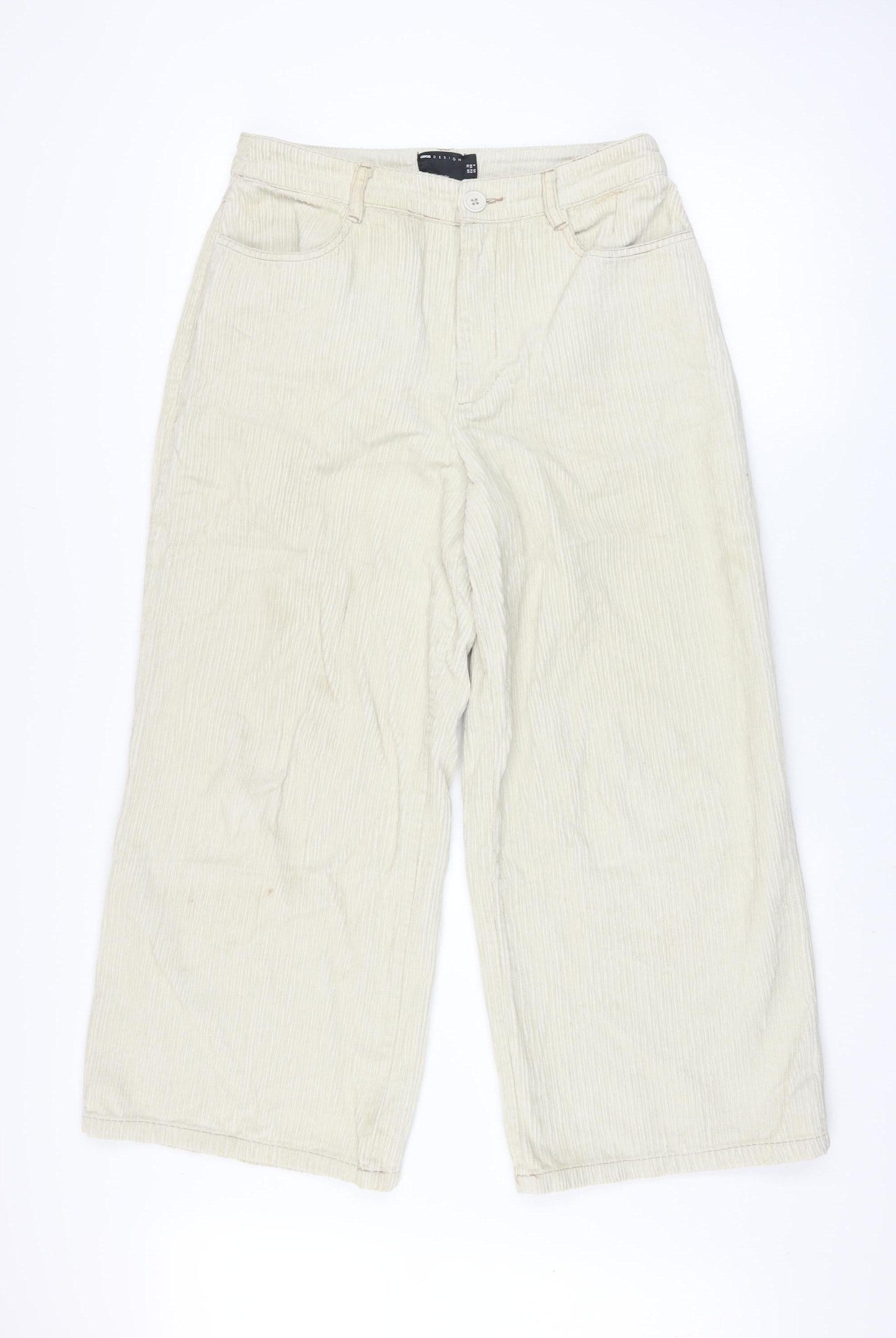 ASOS DESIGN Womens Beige Corduroy Wide-Leg Trousers Size 10