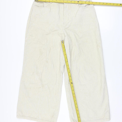 ASOS DESIGN Womens Beige Corduroy Wide-Leg Trousers Size 10