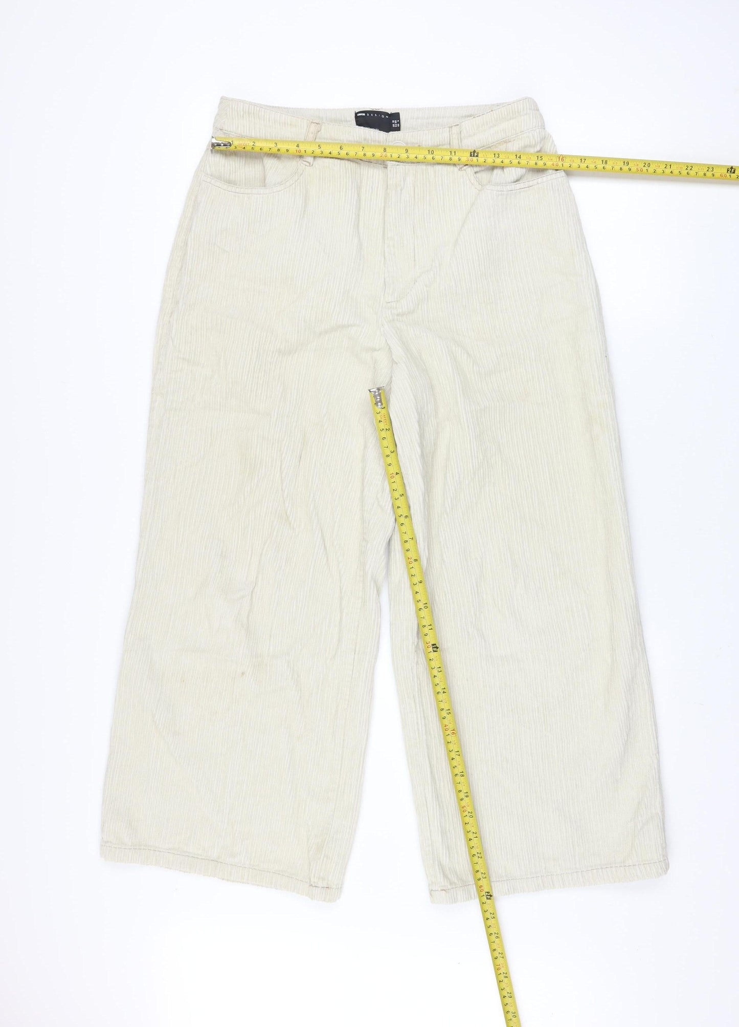 ASOS DESIGN Womens Beige Corduroy Wide-Leg Trousers Size 10