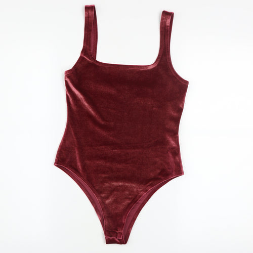 Topshop Women’s Red Velvet Camisole Bodysuit UK 8