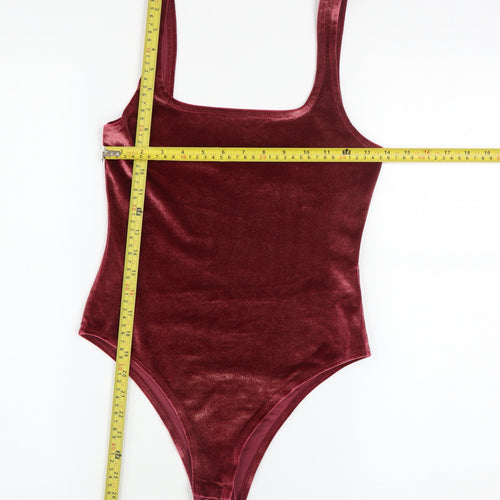 Topshop Women’s Red Velvet Camisole Bodysuit UK 8