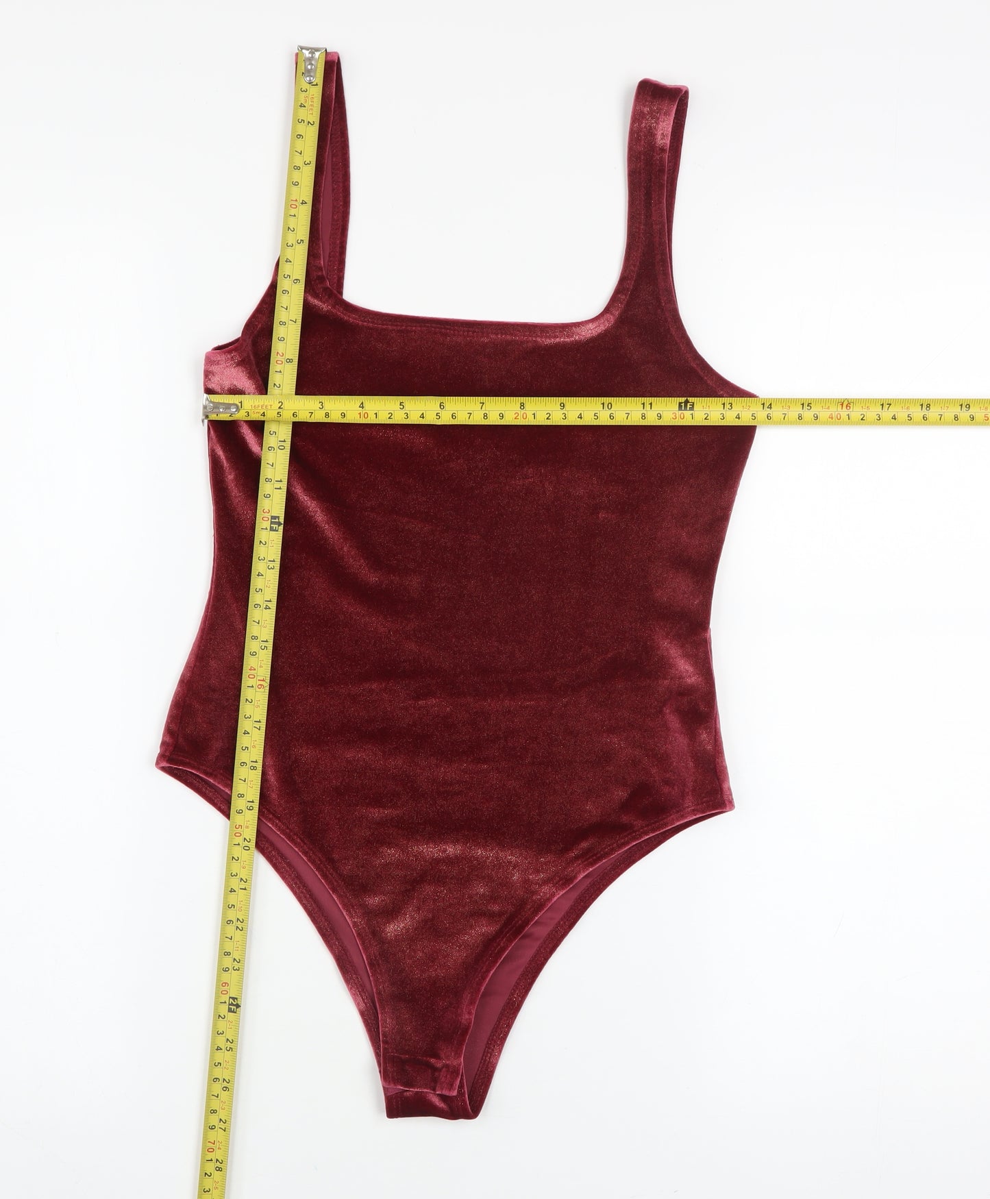 Topshop Women’s Red Velvet Camisole Bodysuit UK 8