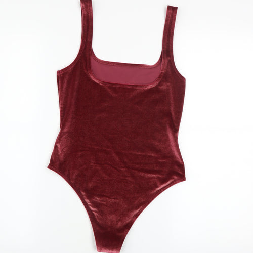 Topshop Women’s Red Velvet Camisole Bodysuit UK 8