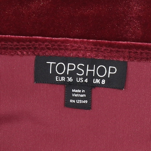 Topshop Women’s Red Velvet Camisole Bodysuit UK 8
