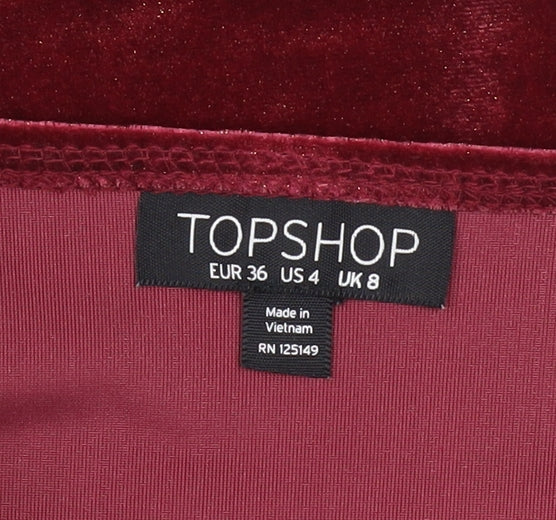 Topshop Women’s Red Velvet Camisole Bodysuit UK 8
