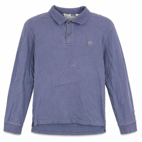 Timberland Men's Blue Long Sleeve Collared Cotton Polo Shirt L