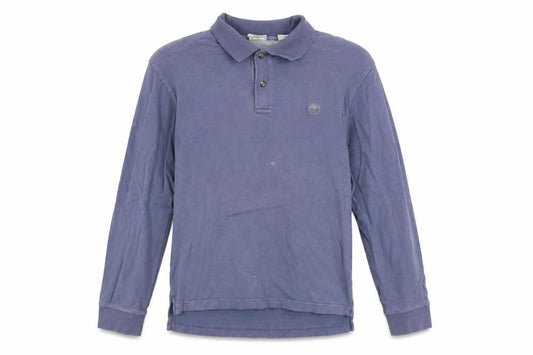 Front view of Timberland Men's Blue Long Sleeve Collared Cotton Polo Shirt L