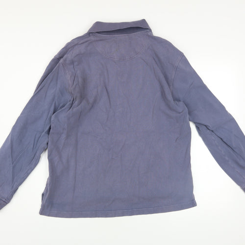 Timberland Men's Blue Long Sleeve Collared Cotton Polo Shirt L