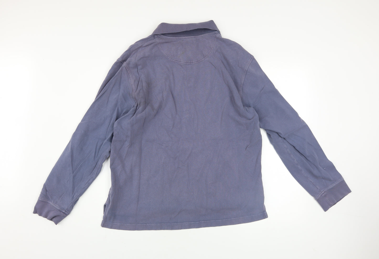 Timberland Men's Blue Long Sleeve Collared Cotton Polo Shirt L