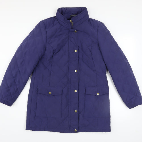 love COATS Women Blue Quilted Mid-Length Coat Size 14