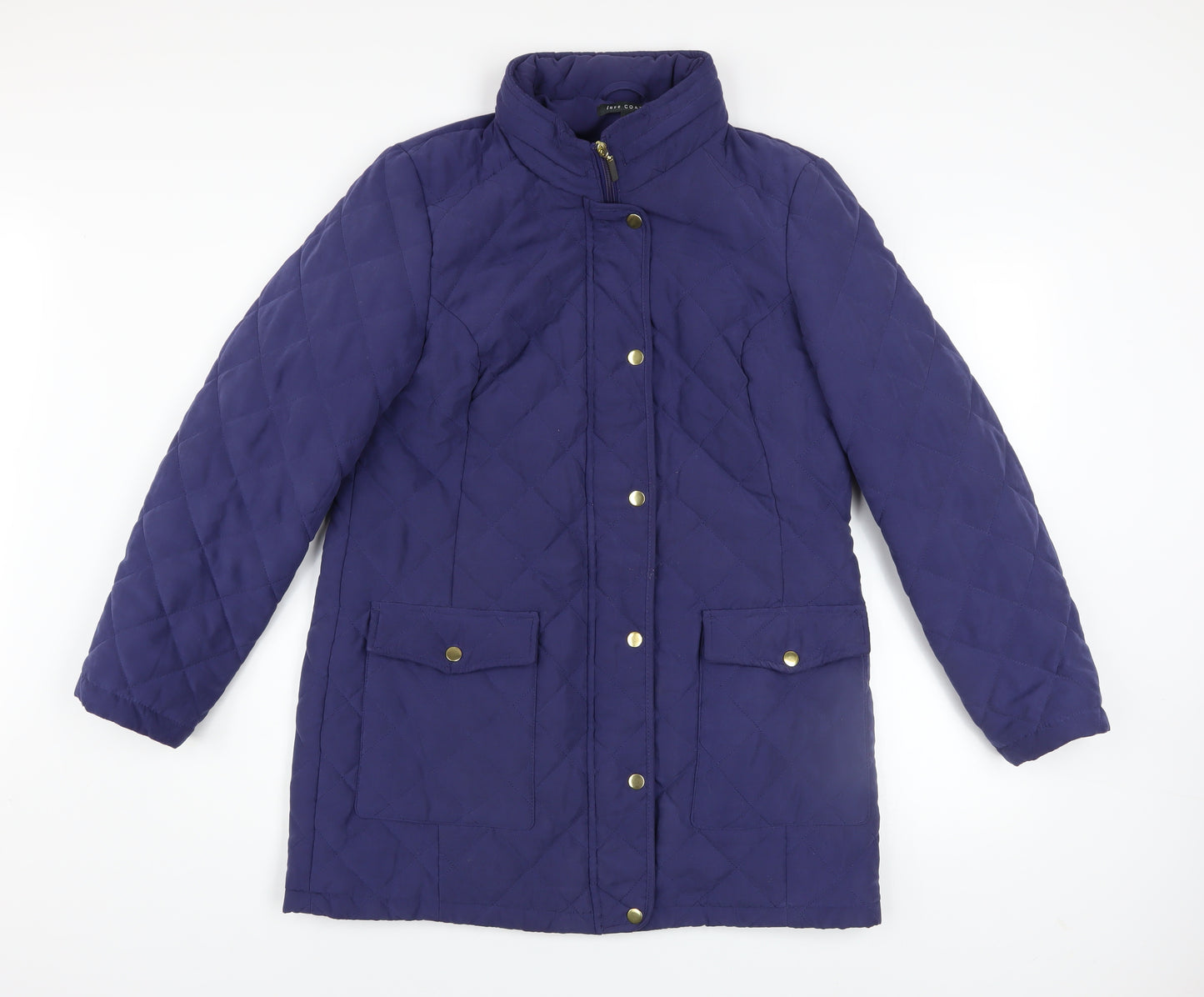 love COATS Women Blue Quilted Mid-Length Coat Size 14
