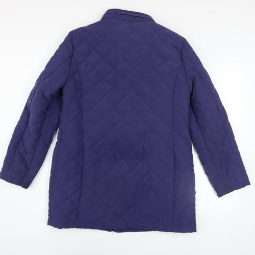 love COATS Women Blue Quilted Mid-Length Coat Size 14