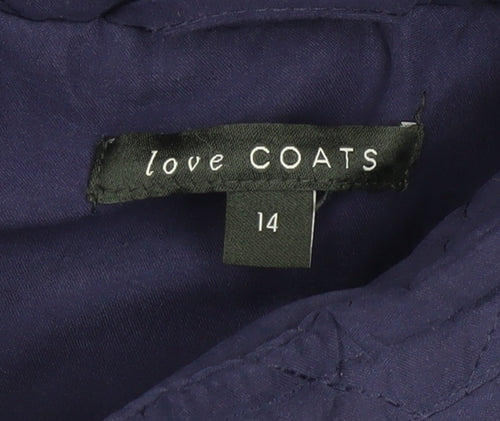 love COATS Women Blue Quilted Mid-Length Coat Size 14