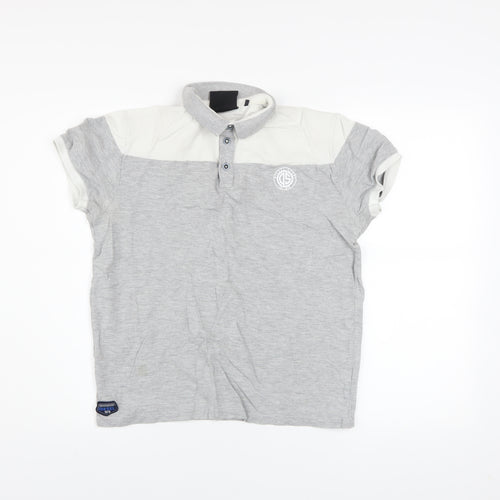 Diesel Sport Men's Grey Colourblock Cotton Polo Shirt Medium