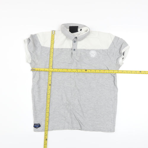Diesel Sport Men's Grey Colourblock Cotton Polo Shirt Medium