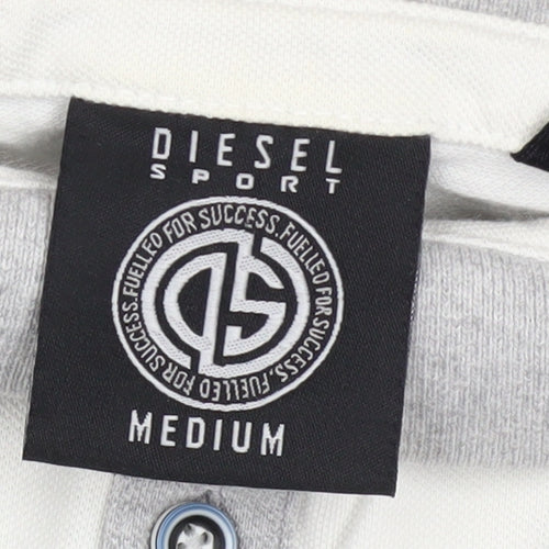 Diesel Sport Men's Grey Colourblock Cotton Polo Shirt Medium