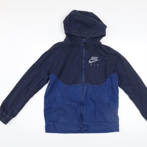 Nike Boys Blue Full Zip Fleece Hoodie XL 13-15 Years Colourblock Logo