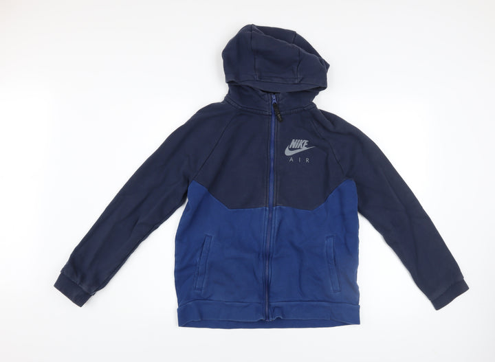 Nike Boys Blue Full Zip Fleece Hoodie XL 13-15 Years Colourblock Logo