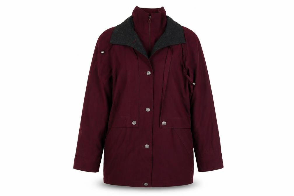 Front view of Savannah Women's Red Cotton Mid-Length Coat, size 10