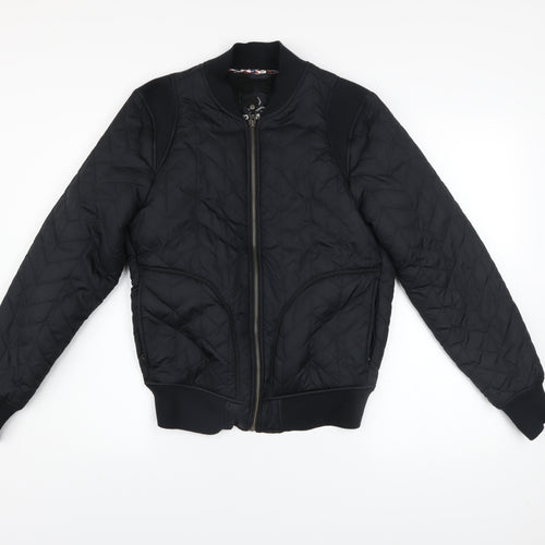 prAna Men's Black Quilted Bomber Jacket Size Small Outdoor Zip Up