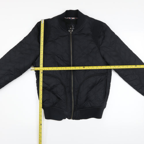 prAna Men's Black Quilted Bomber Jacket Size Small Outdoor Zip Up