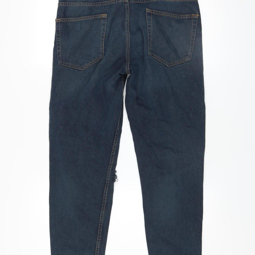Don't Think Twice Men's Blue Distressed Straight Jeans W32 L32