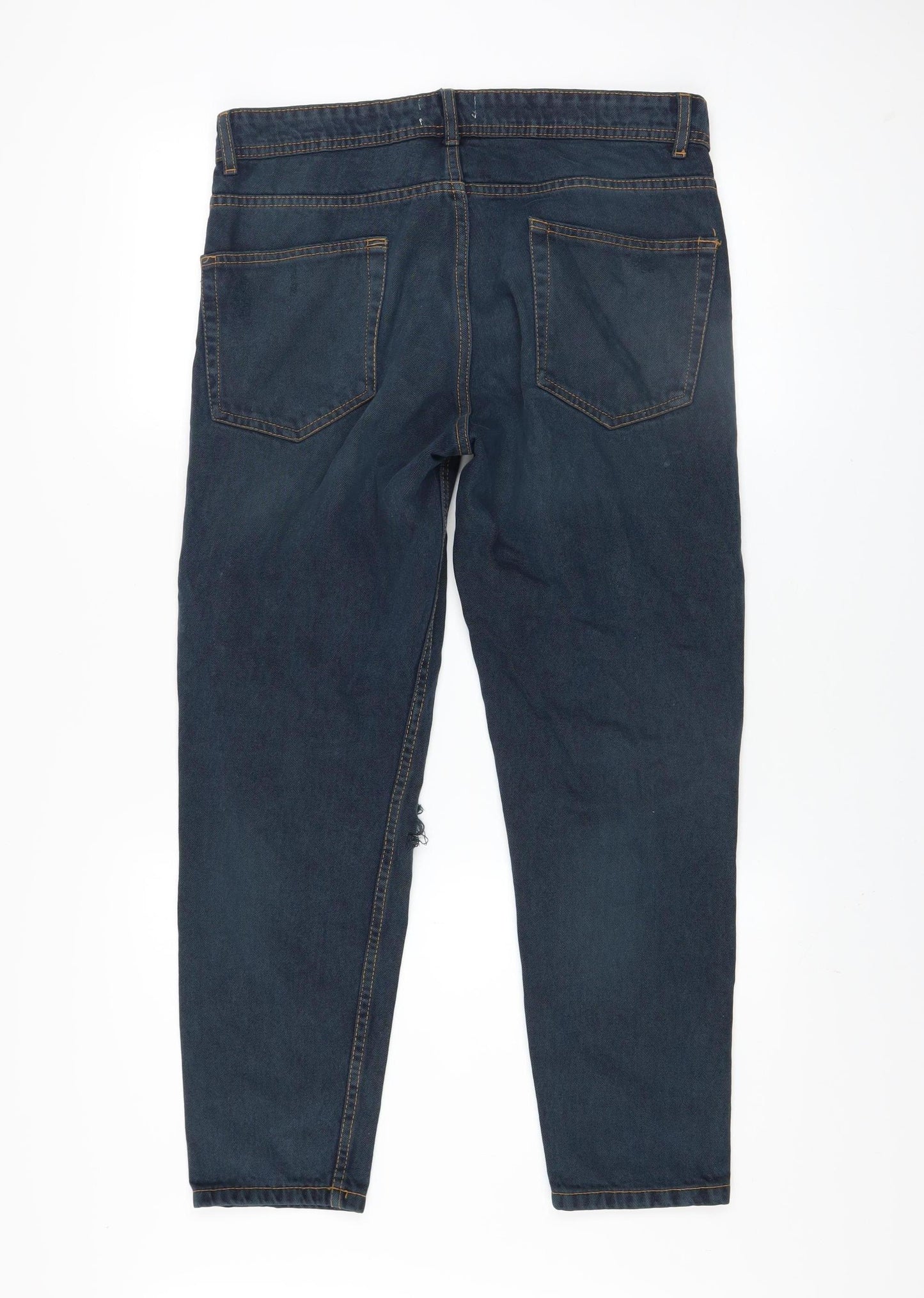 Don't Think Twice Men's Blue Distressed Straight Jeans W32 L32