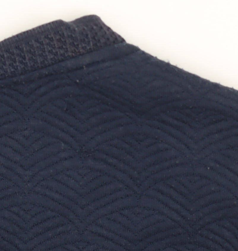 Camaieu Women Blue Textured Bomber Jacket Size 12 Zip Casual