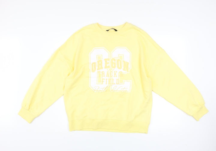 Marks & Spencer F&F Women's Yellow Pullover Sweatshirt Size M Oregon Print