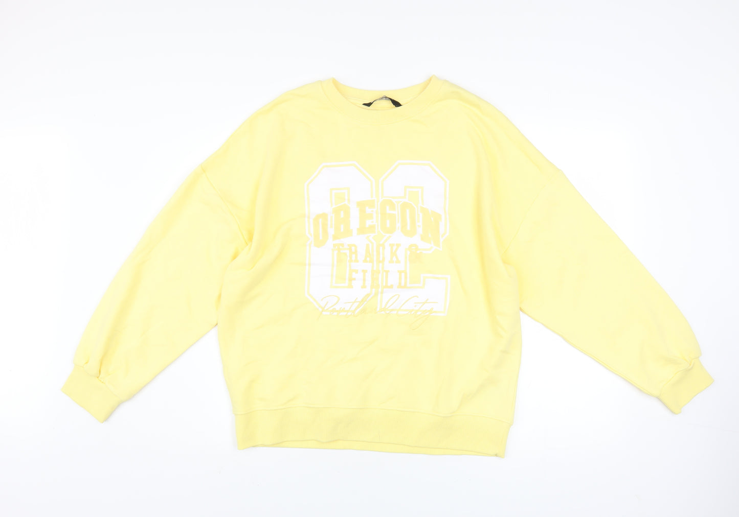 Marks & Spencer F&F Women's Yellow Pullover Sweatshirt Size M Oregon Print