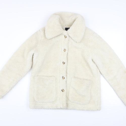 Threadbare Women's Ivory Fleece Button Jacket Size 8