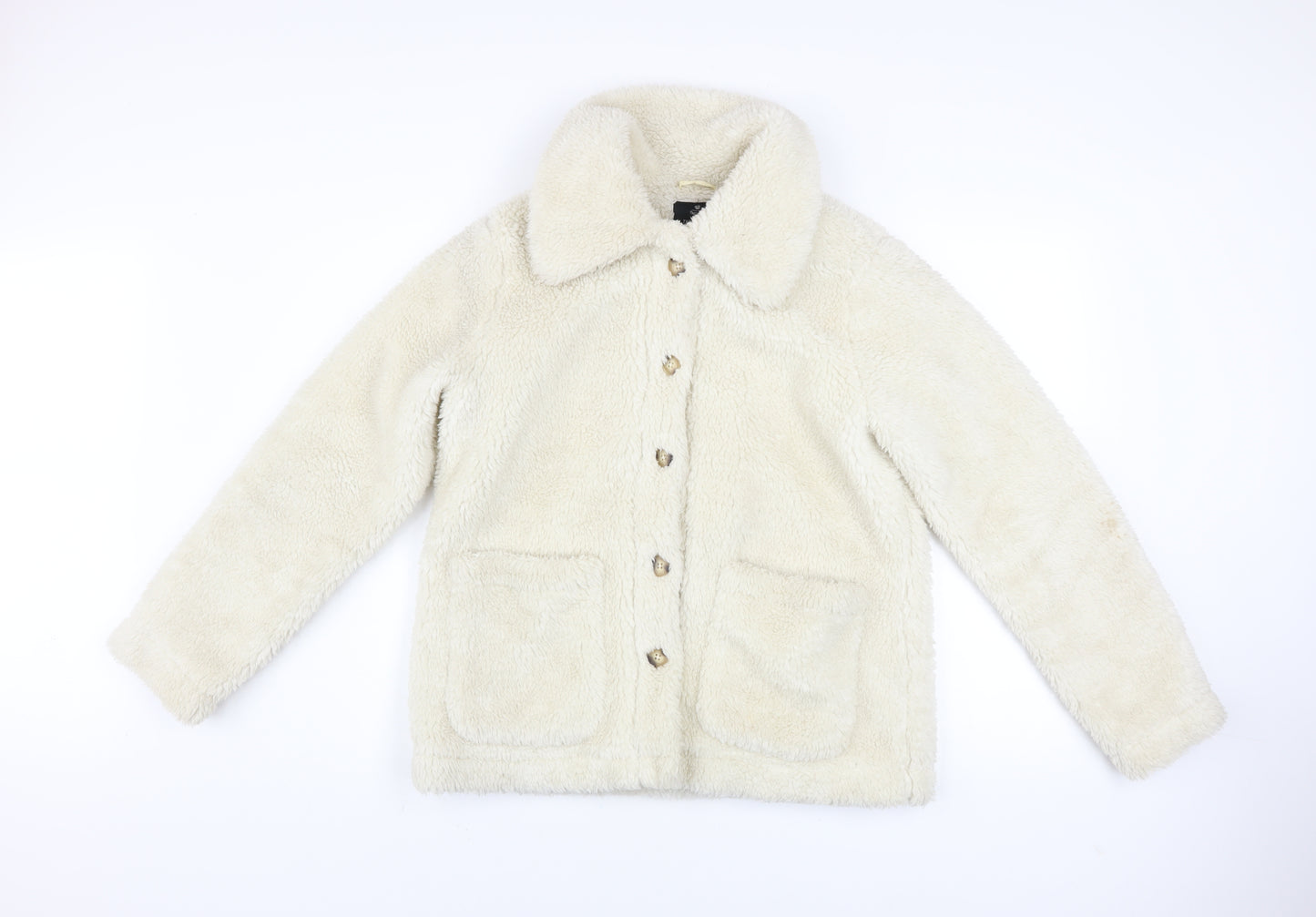 Threadbare Women's Ivory Fleece Button Jacket Size 8