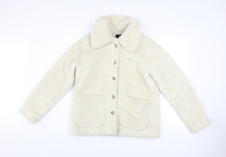 Threadbare Women's Ivory Fleece Button Jacket Size 8