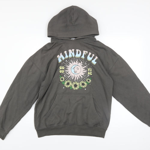 Spotted Womens Charcoal Mindful Graphic Pullover Hoodie Size S