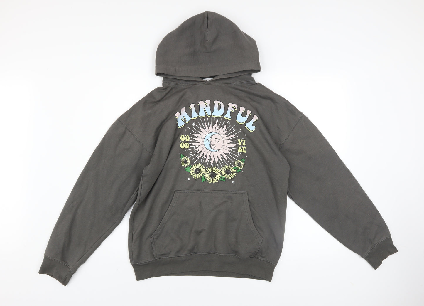 Spotted Womens Charcoal Mindful Graphic Pullover Hoodie Size S