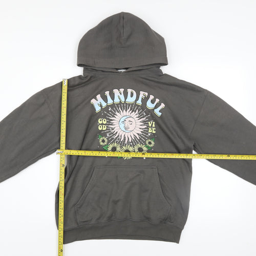 Spotted Womens Charcoal Mindful Graphic Pullover Hoodie Size S
