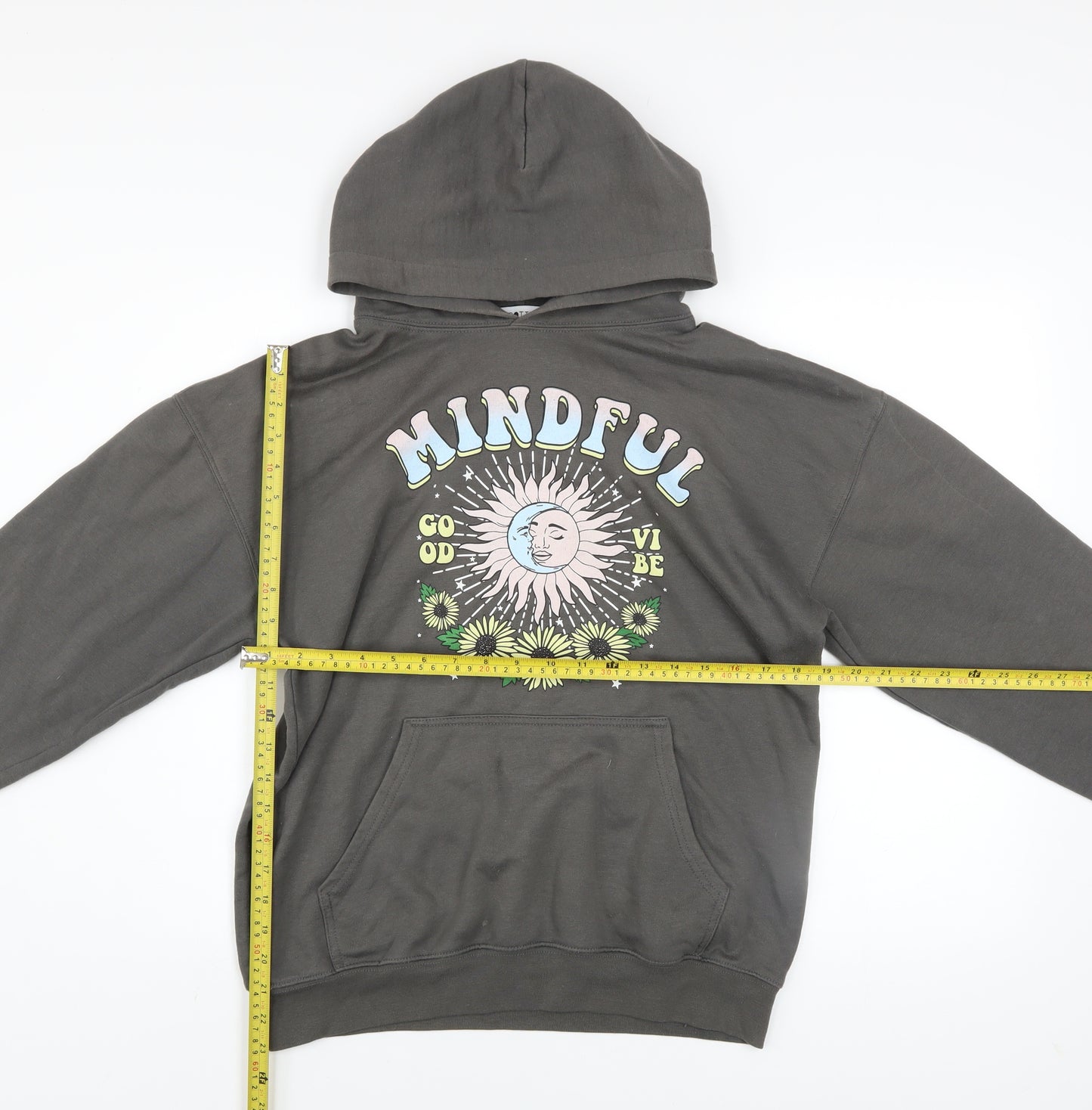 Spotted Womens Charcoal Mindful Graphic Pullover Hoodie Size S