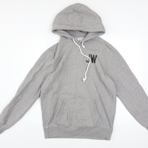 Jack Wills Mens Grey Pullover Hoodie S Logo Fleece Lined Sweatshirt