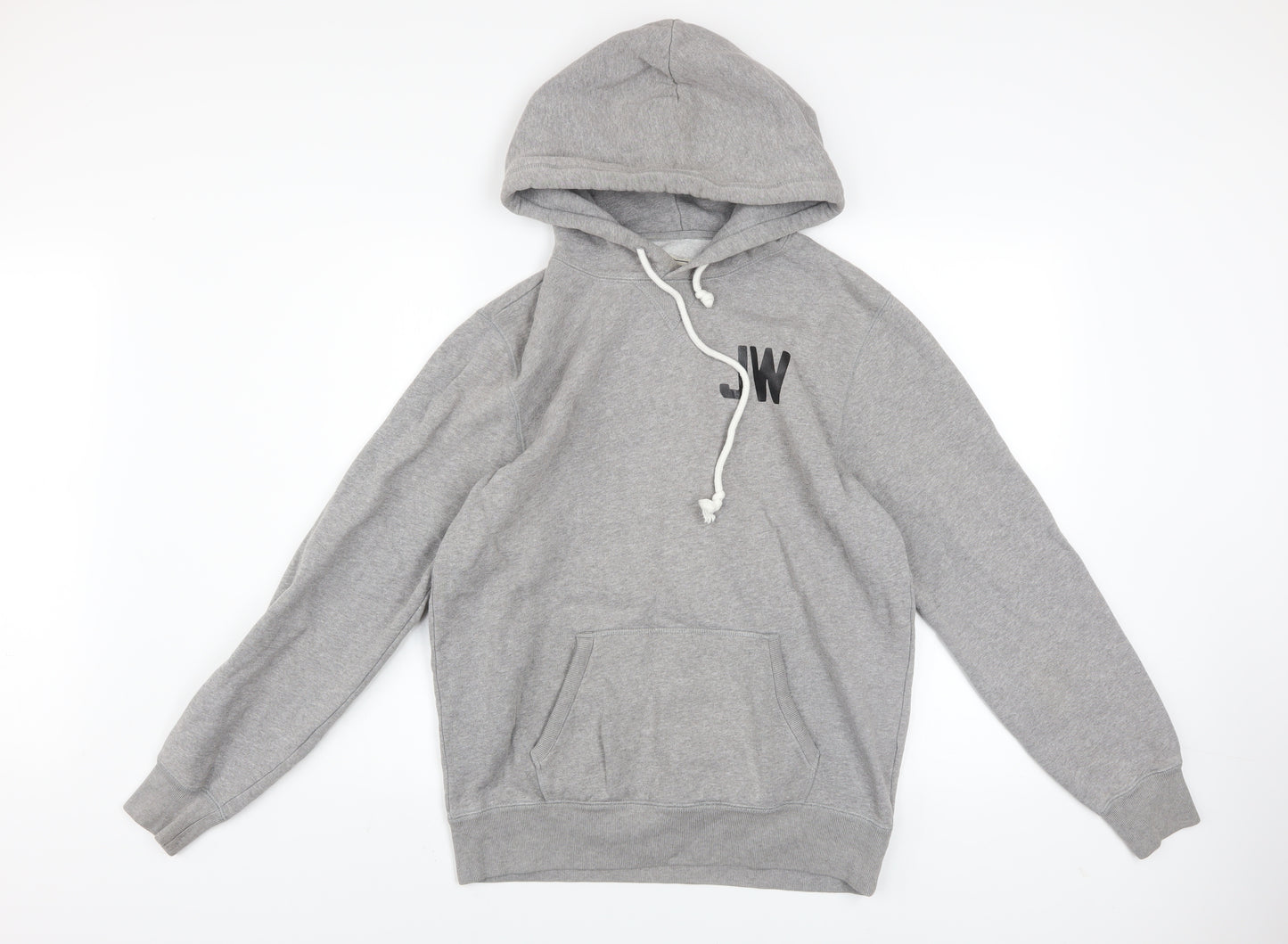 Jack Wills Mens Grey Pullover Hoodie S Logo Fleece Lined Sweatshirt