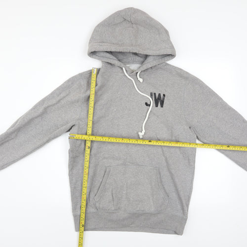 Jack Wills Mens Grey Pullover Hoodie S Logo Fleece Lined Sweatshirt