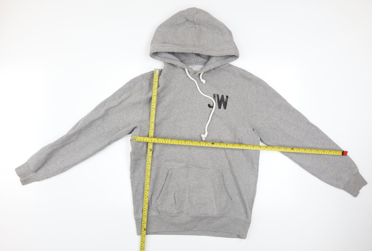 Jack Wills Mens Grey Pullover Hoodie S Logo Fleece Lined Sweatshirt