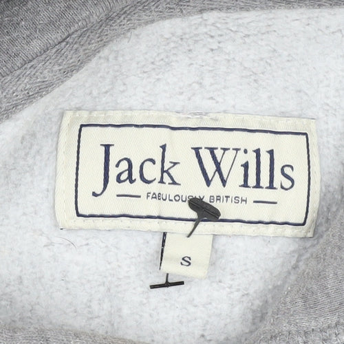 Jack Wills Mens Grey Pullover Hoodie S Logo Fleece Lined Sweatshirt