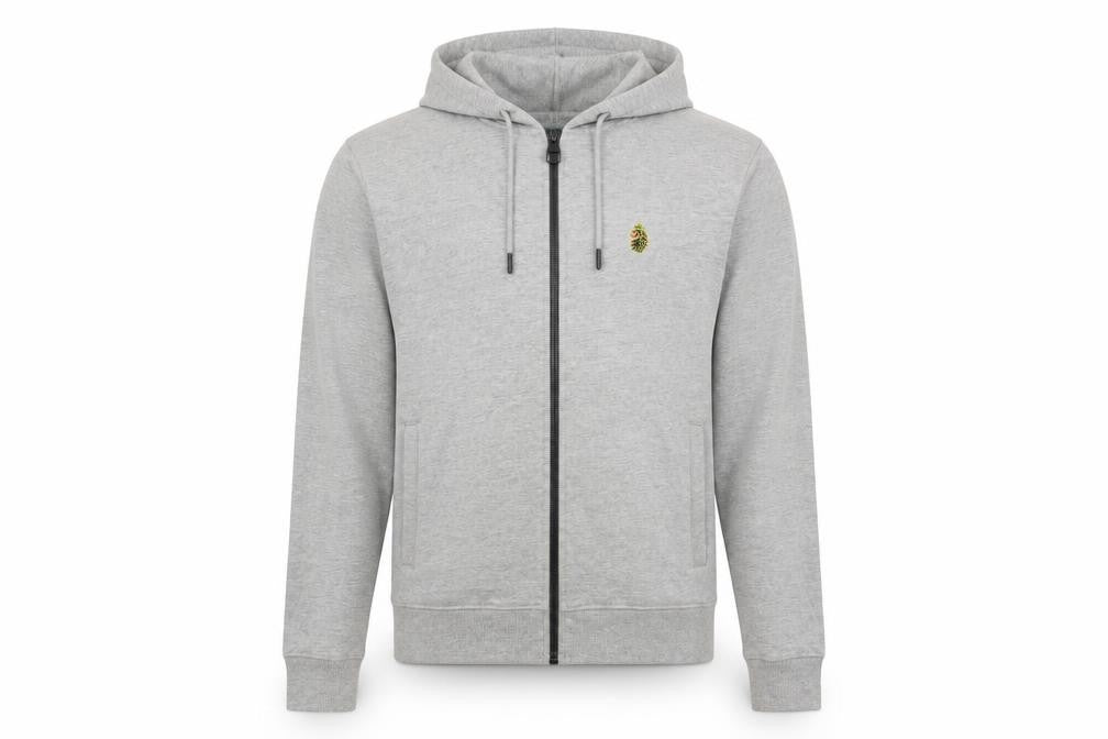 Front view of Luke Sport Men's Grey Full Zip Hoodie Medium Cotton Blend