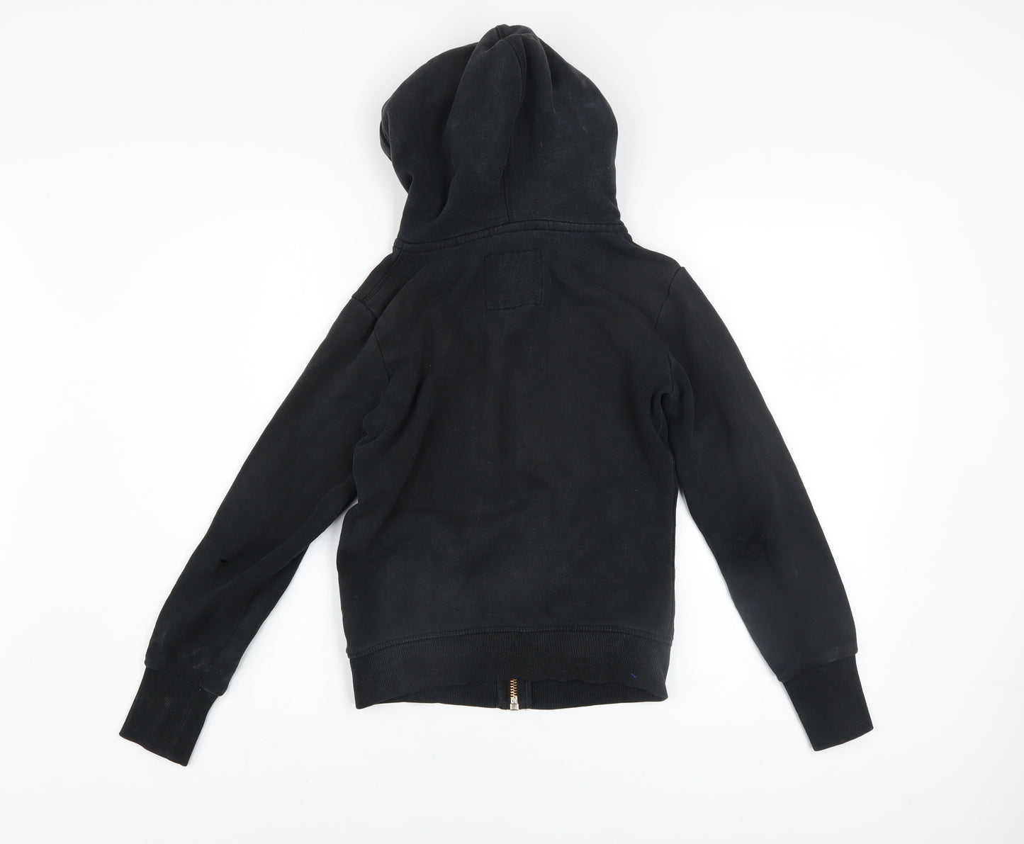 Superdry Womens Black Full Zip Hoodie UK 6 Orange Label Cotton Blend
