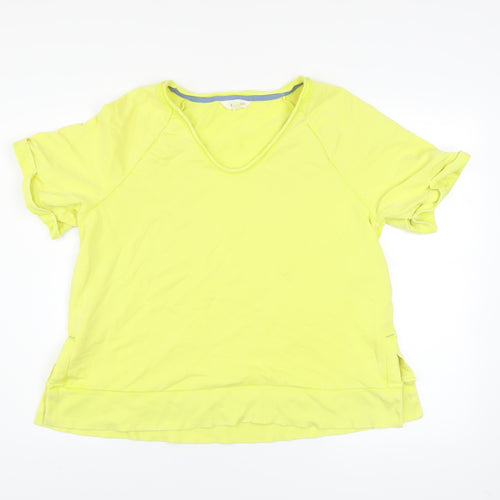 Marks and Spencer Women's Yellow V-Neck Short Sleeve Cotton T-Shirt Size M