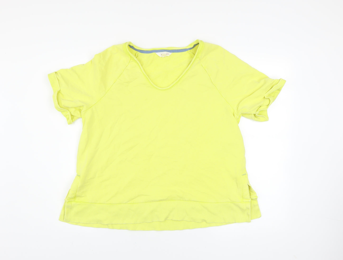 Marks and Spencer Women's Yellow V-Neck Short Sleeve Cotton T-Shirt Size M