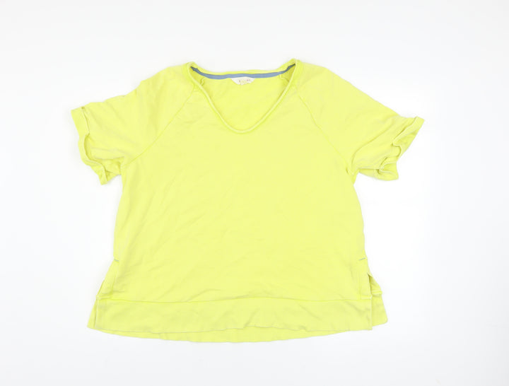 Marks and Spencer Women's Yellow V-Neck Short Sleeve Cotton T-Shirt Size M