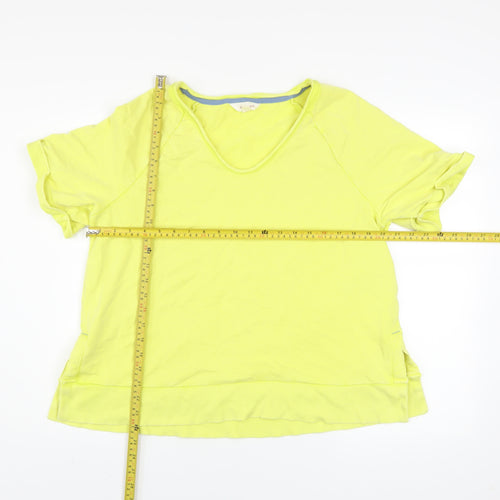 Marks and Spencer Women's Yellow V-Neck Short Sleeve Cotton T-Shirt Size M