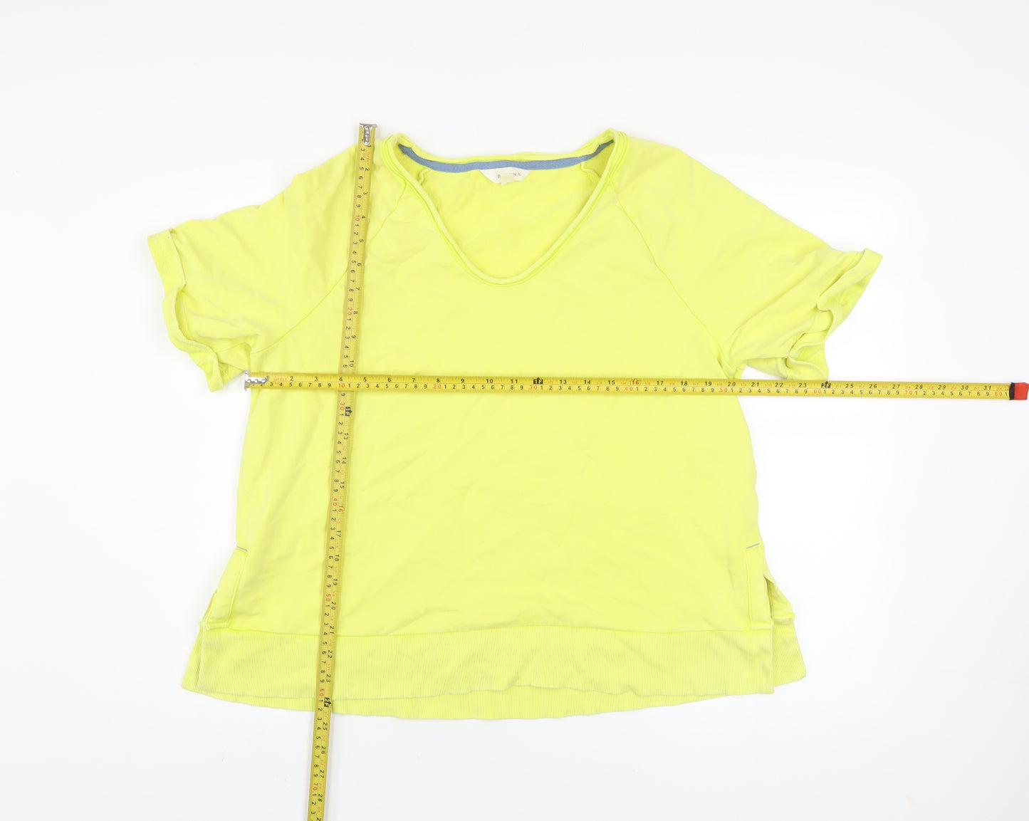 Marks and Spencer Women's Yellow V-Neck Short Sleeve Cotton T-Shirt Size M